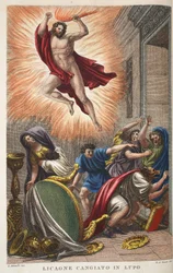 Lycaon in een Wolf, illustratie uit Ovidius